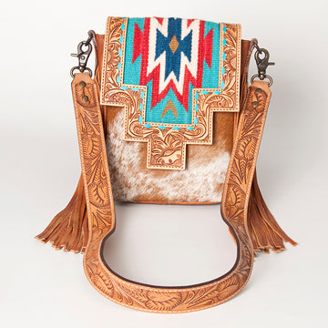 American Darling Cross Body Hand Tooled Saddle Blanket Hair On Genuine Leather Western Women Bag Handbag Purse Crossbody Cute